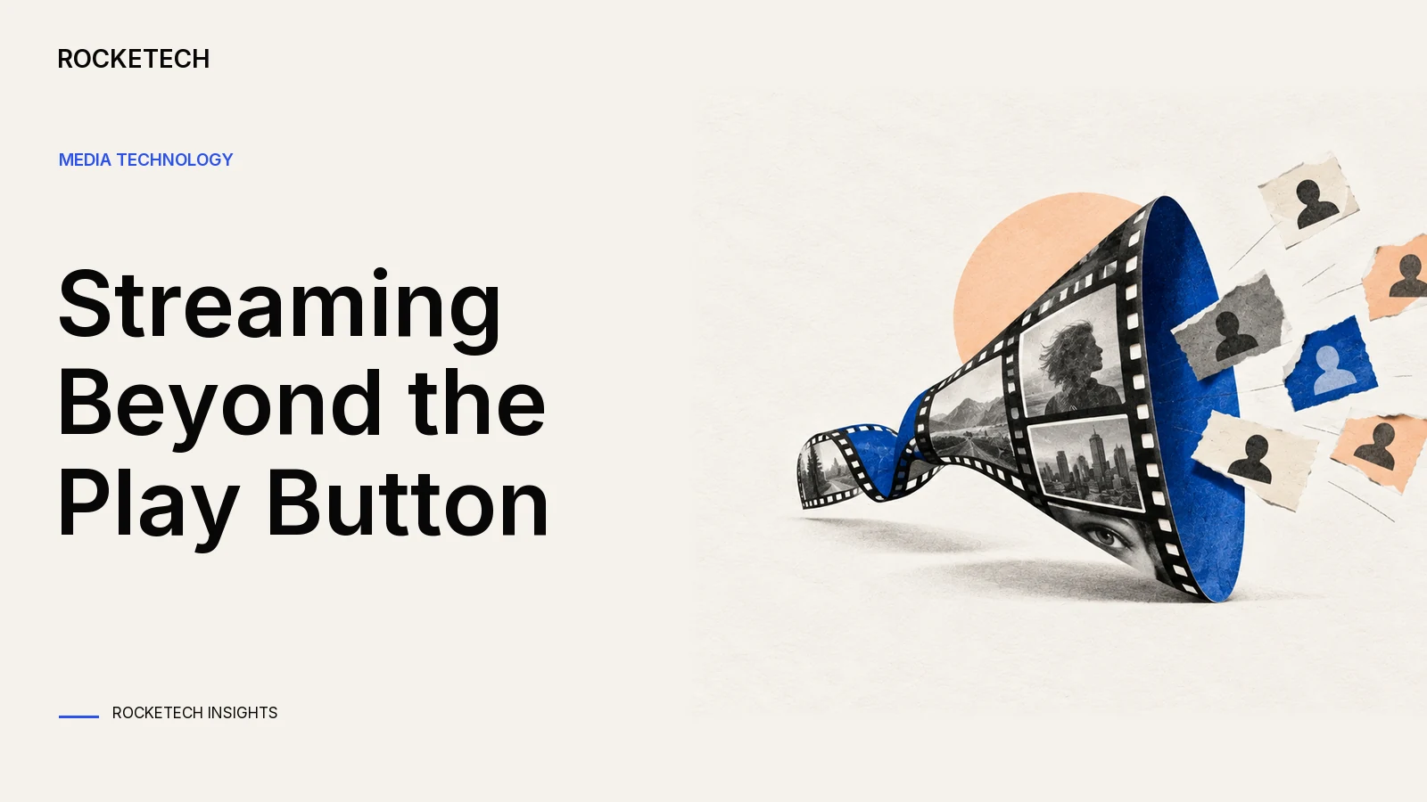 A film strip curls into a funnel that receives abstract audience response marks.
