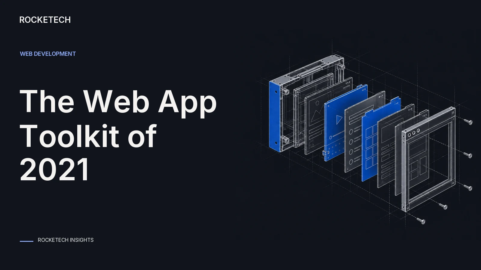 A technical folio opens to reveal interchangeable layers inside a compact application frame.