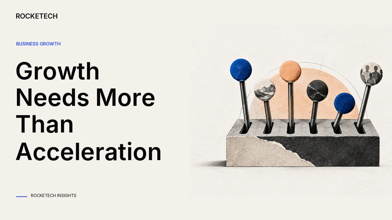 Six paper control levers sit at different positions on a shared editorial console.
