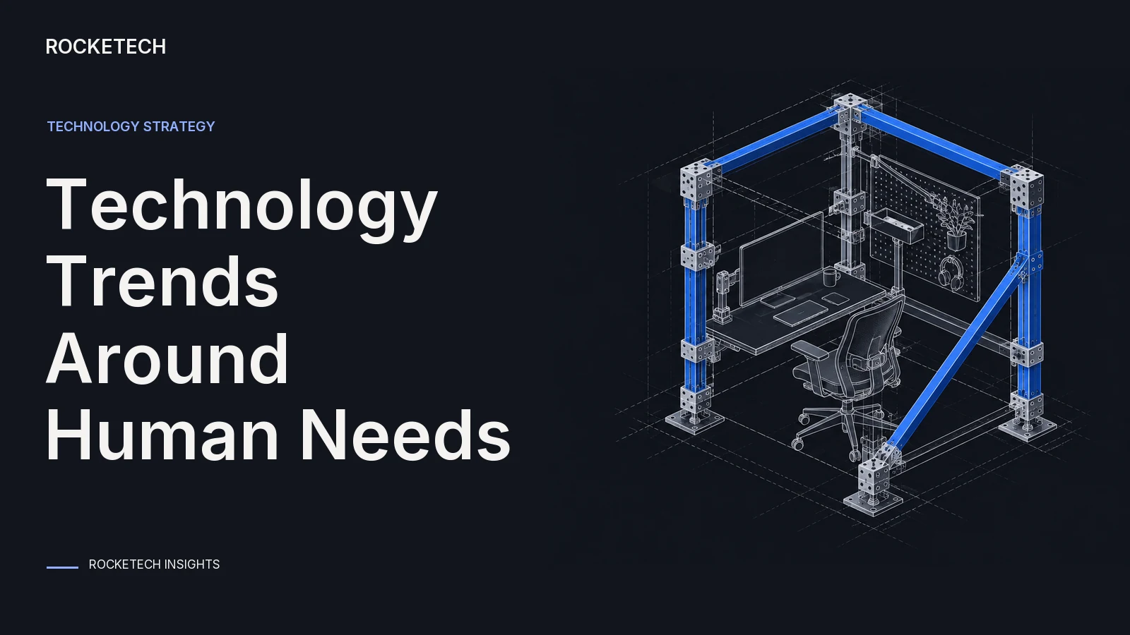 A technical support frame surrounds an empty work position with distributed attachments and a return brace.