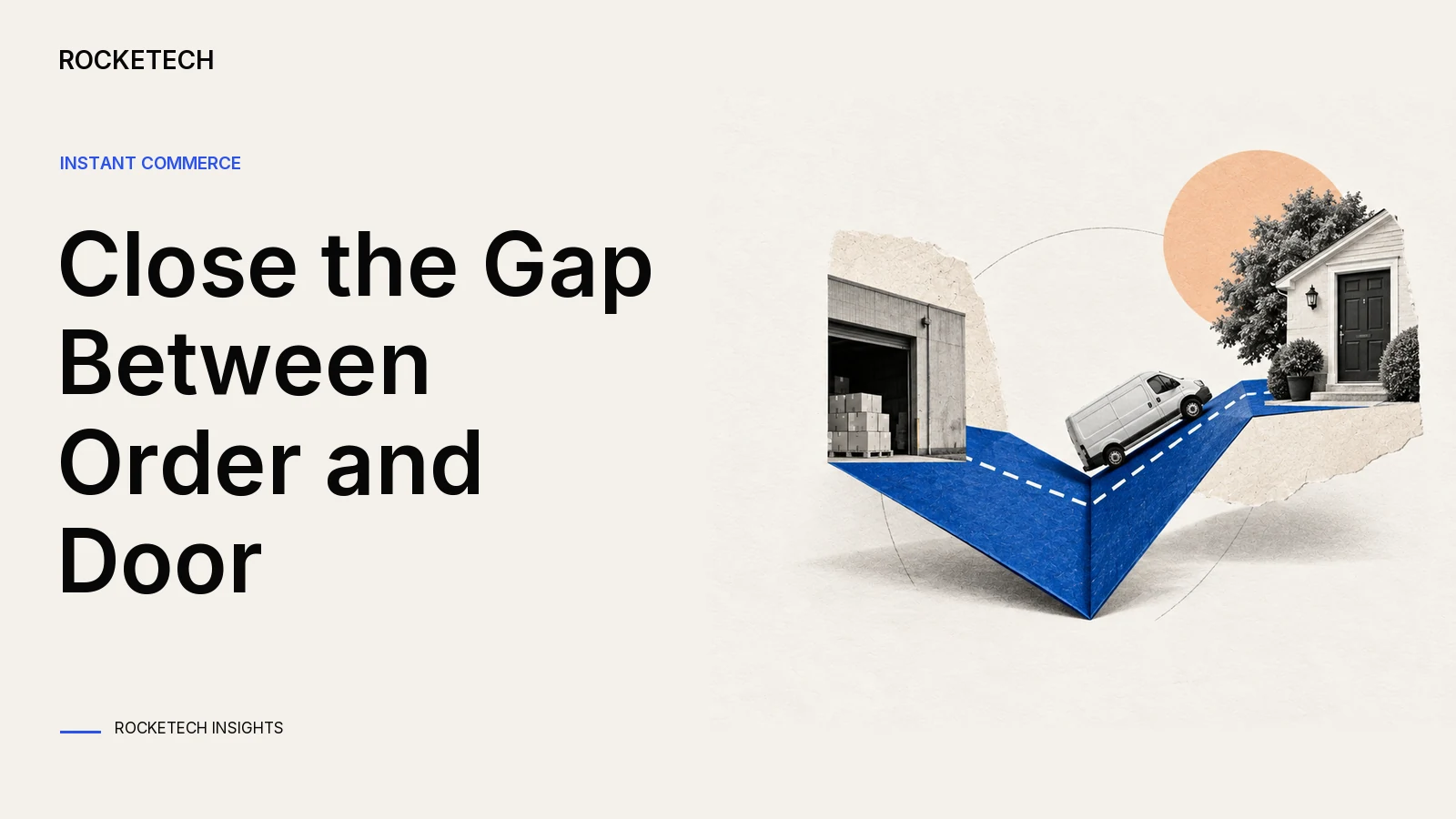 A delivery envelope folds into a short neighborhood route connecting dispatch and doorstep.