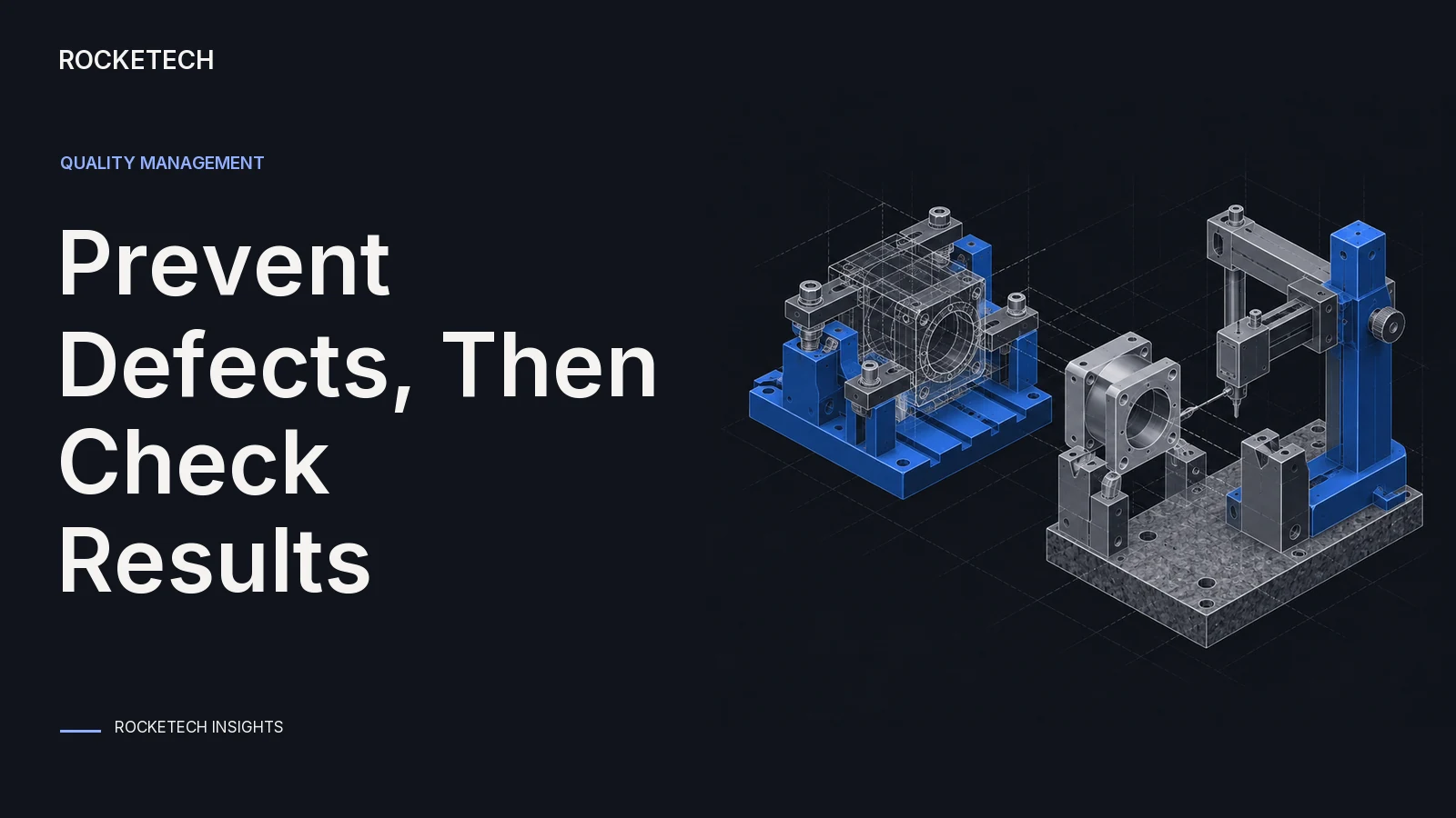 A production fixture includes an alignment guide before fabrication and an inspection gauge around its output.