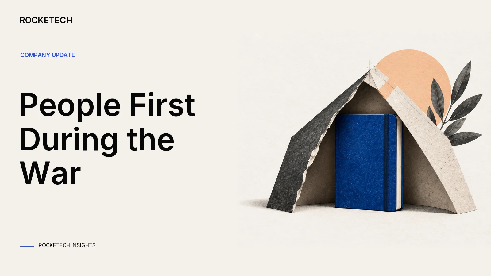 A closed work notebook rests inside a protective paper shelter with a quietly repaired seam.