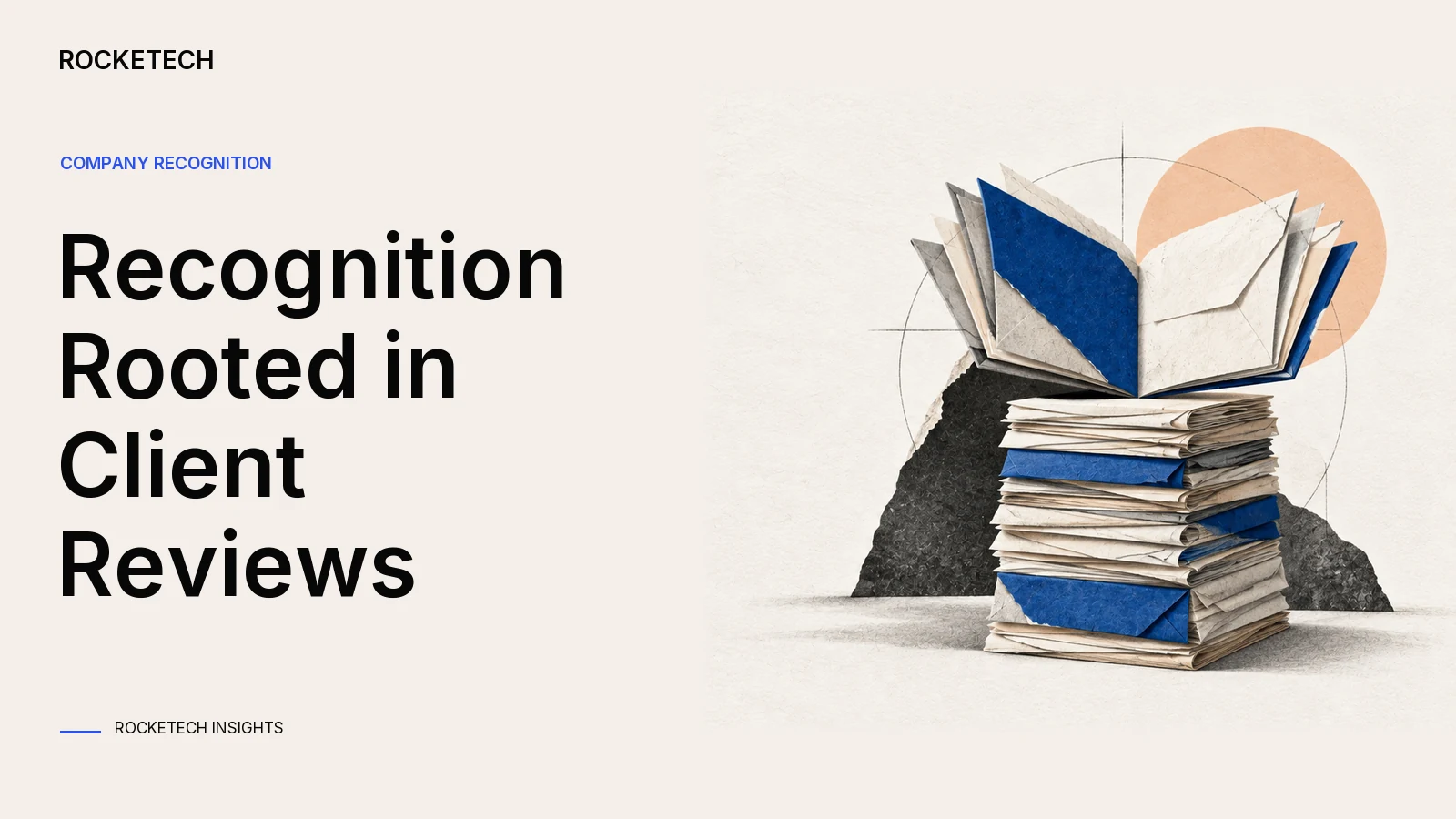 Blank correspondence slips form a paper pedestal supporting a modest open folio.