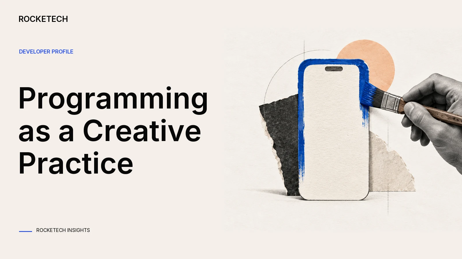 A paintbrush crosses a phone-shaped paper canvas, turning an ink stroke into a precise boundary.