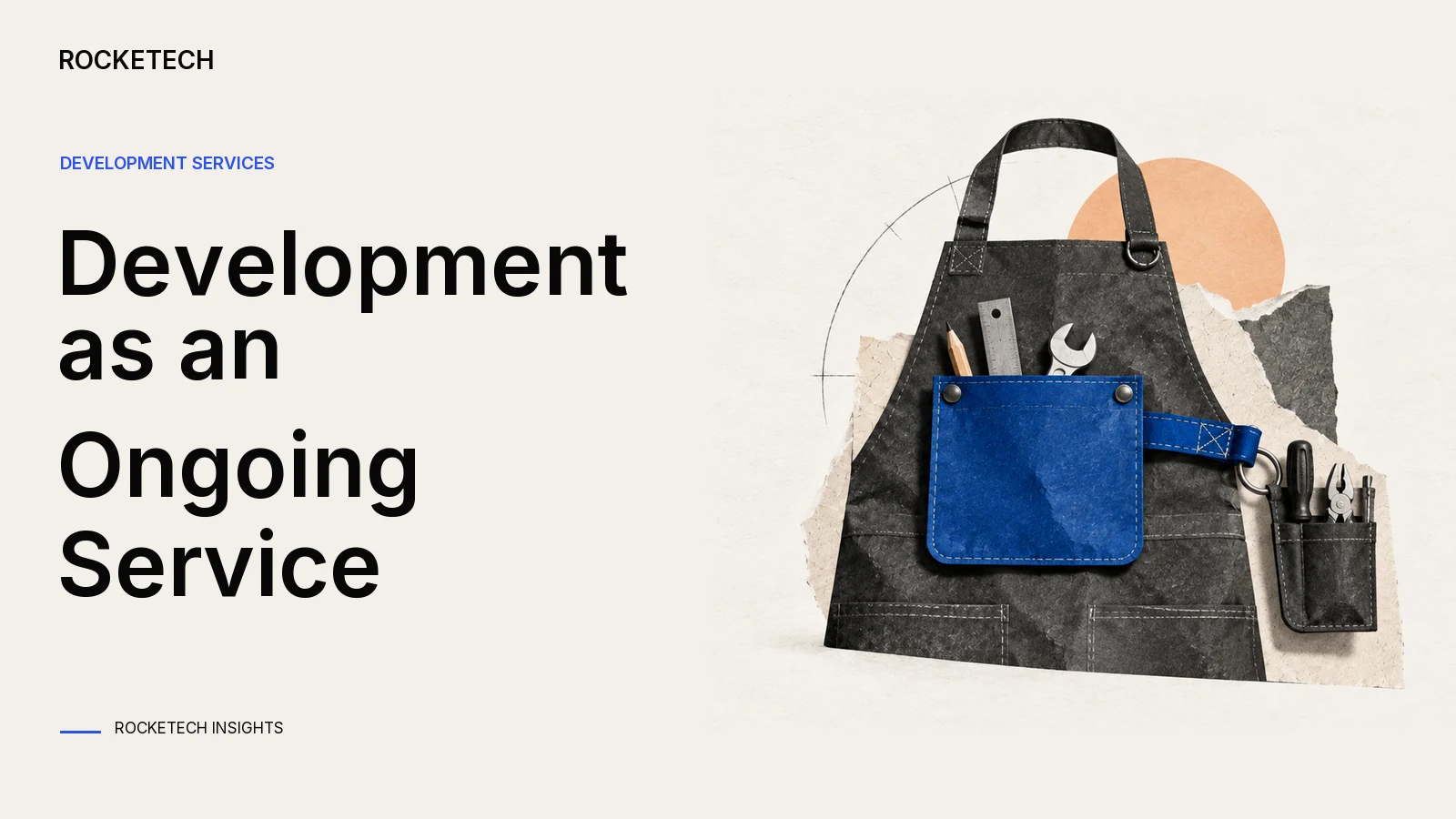 A workshop apron holds a replaceable project pocket connected to repair tools by a stitched loop.