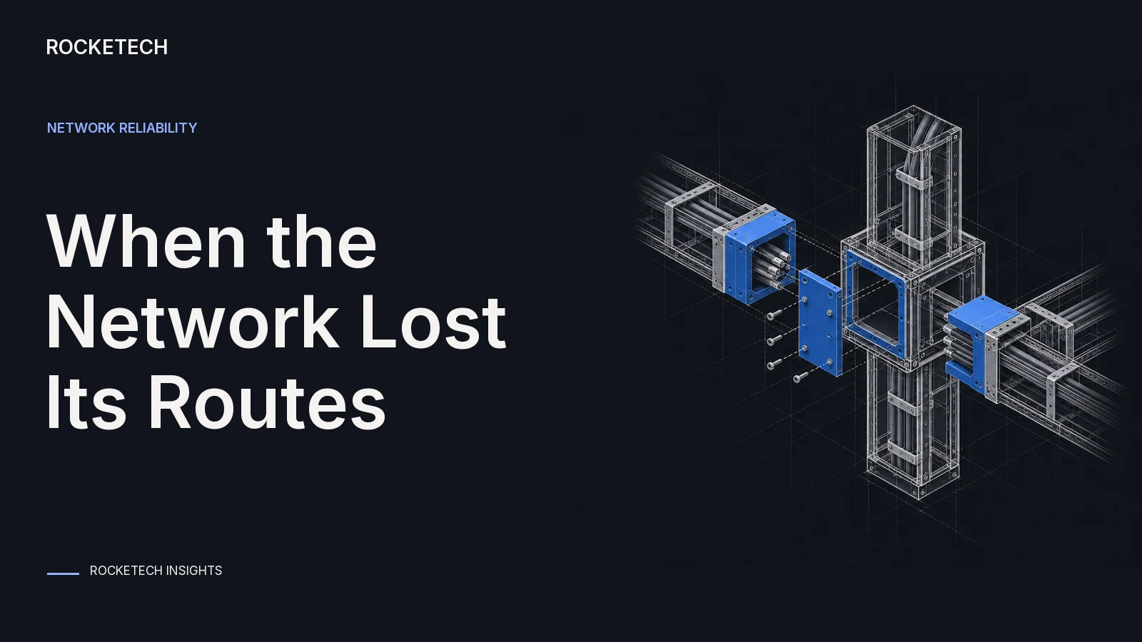 A withdrawn connection plate interrupts routes between otherwise intact network paths.